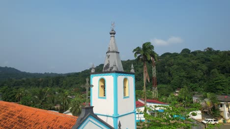 circular view from the tower and cross from a church at ilha do principe (prince island) são tomé e principe,africa