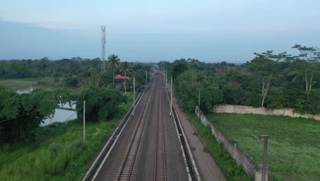 train passing through rural landscape