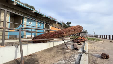 aftermath of storm destruction, debris at a promenade bathroom in capitola, california