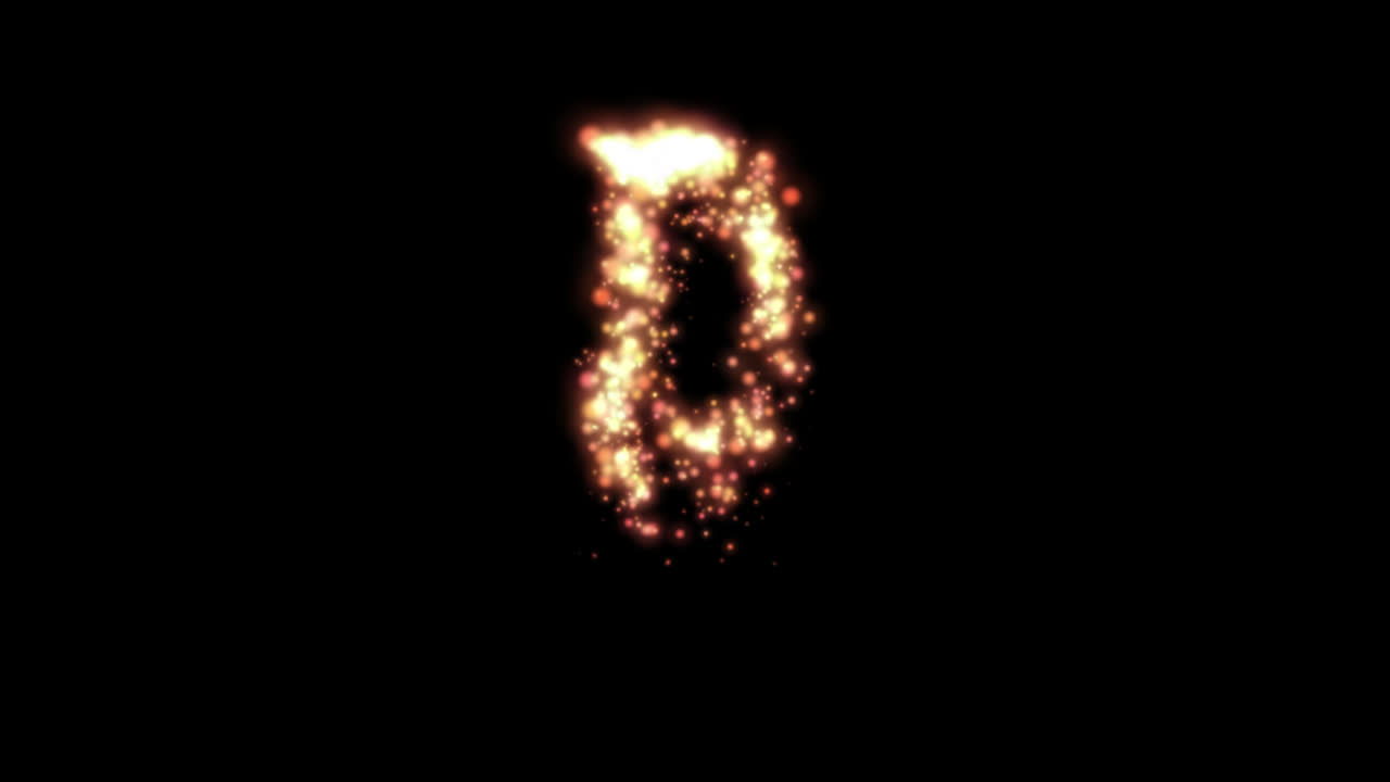 Fuego dorado brillante letra D sobre fondo transparente