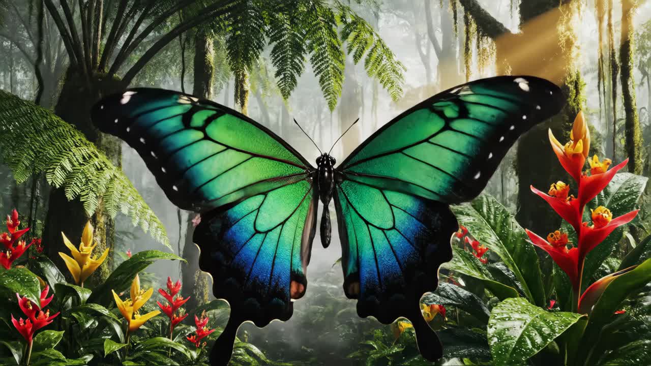 Farfalla in una lussureggiante foresta tropicale