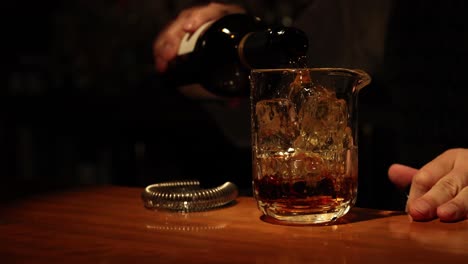 sequence of pouring whiskey into a glass