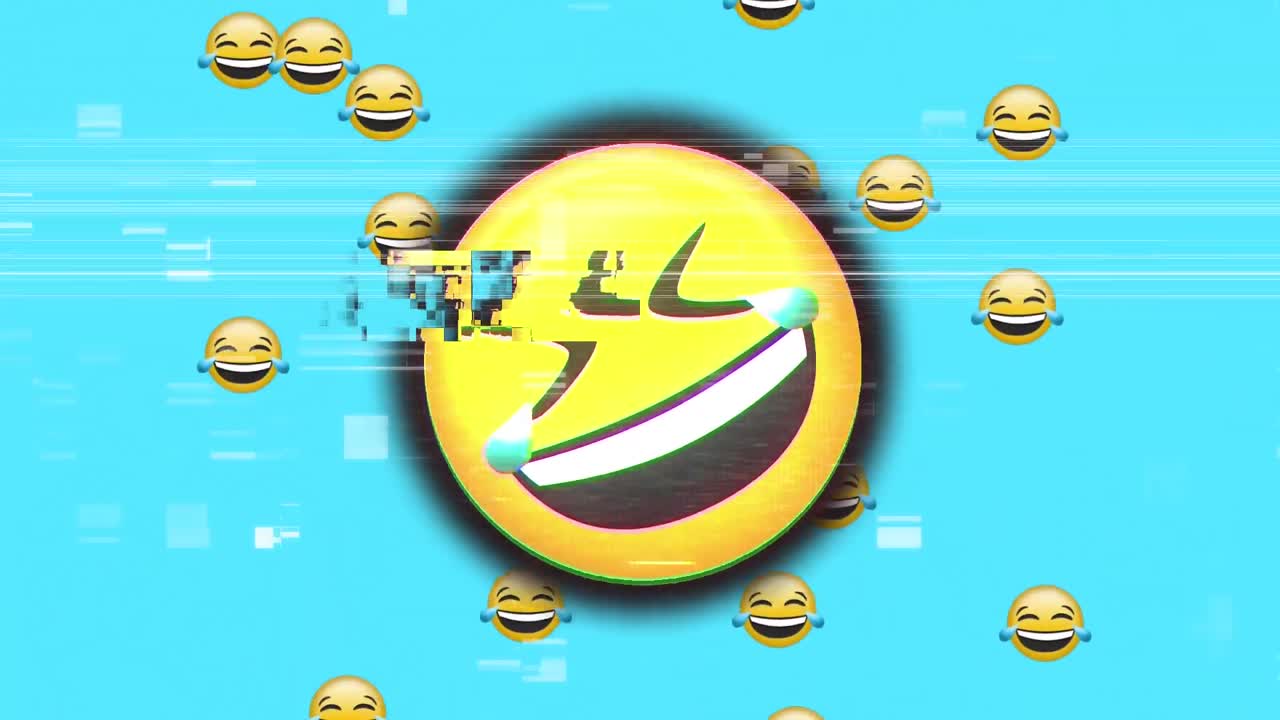 파란색 배경의 이모지 아이콘에 대한 간섭의 애니메이션