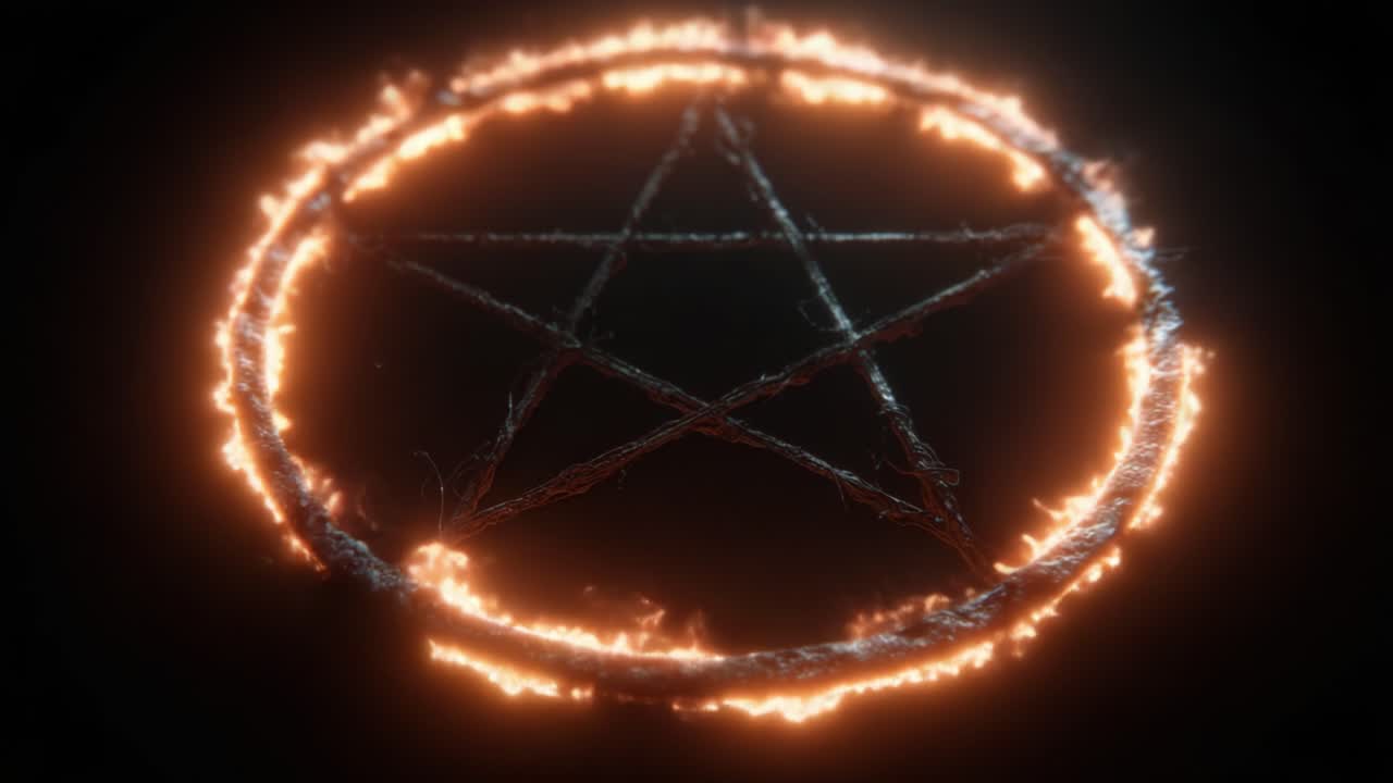 Visual Pentagram Terbakar yang Memukau: Diterangi oleh Api yang Berkobar, Karya Seni Memukau Ini Memikat dengan Kehadiran Mistis dan Enigmatiknya, Membangkitkan Rasa Intrik dan Keingintahuan