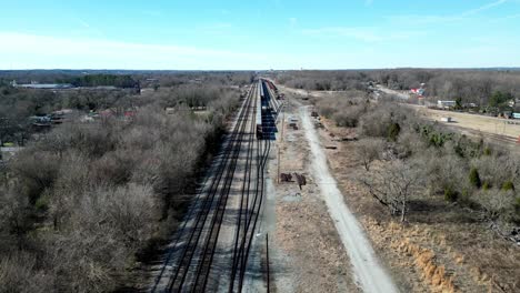 train track in winter time in salisbury north carolina