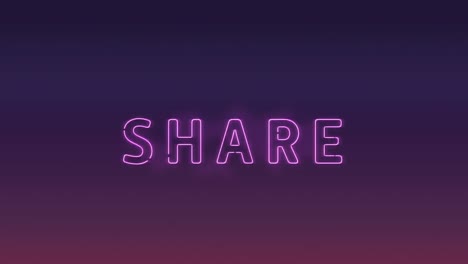 Animation-of-pink-word-Share-flickering-on-dark-purple-background