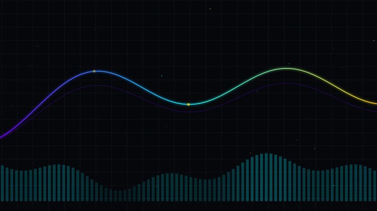 Abstract Digital Waveform Animation with Gradient Line and Audio Bars