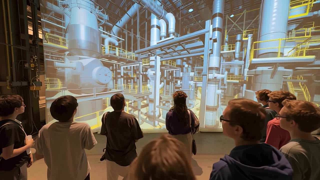 Students take a virtual factory tour in tech learning center