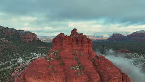 Aerial-View-of-Bell-Rock-Butte-In-Sedona,-Yavapai,-Arizona,-USA