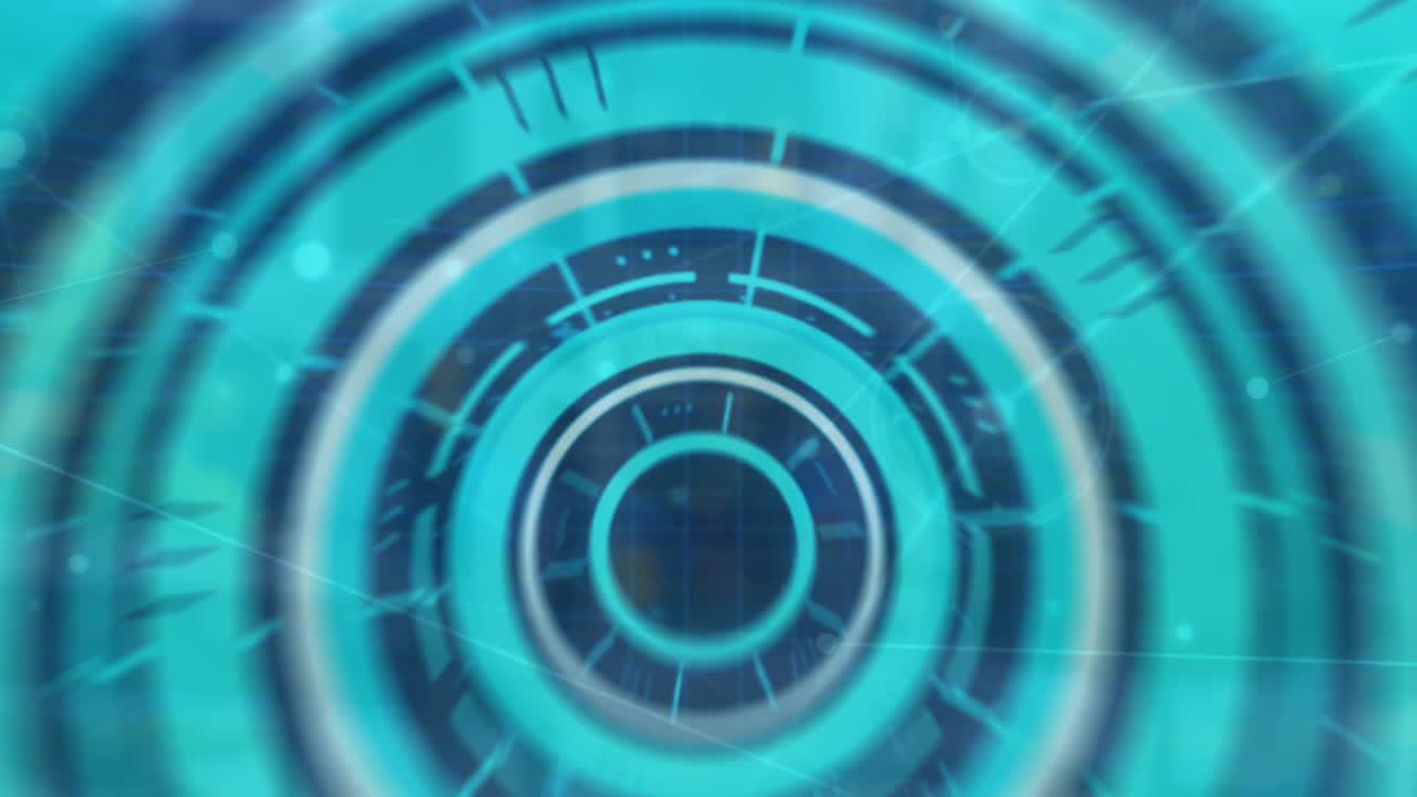 animación de gráficos, círculos, lenguaje informático y texto 6g sobre vehículos en movimiento contra el edificio