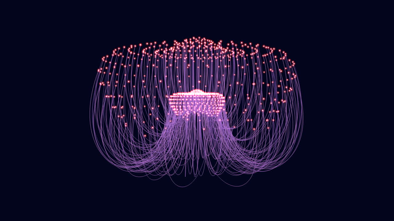 Futuristic sea animal with tentacles in dark underwater world