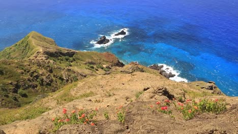 View-from-high-Tedside-on-the-ocean-in-the-low,-on-Pitcairn-Island