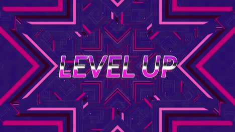 Animation-of-level-up-text-over-shapes