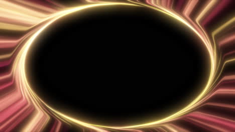 large abstract ai oval eye portal with flowing information technology glowing cyber lines with warped iris and black background. artificial intelligence internet communication concept animation.
