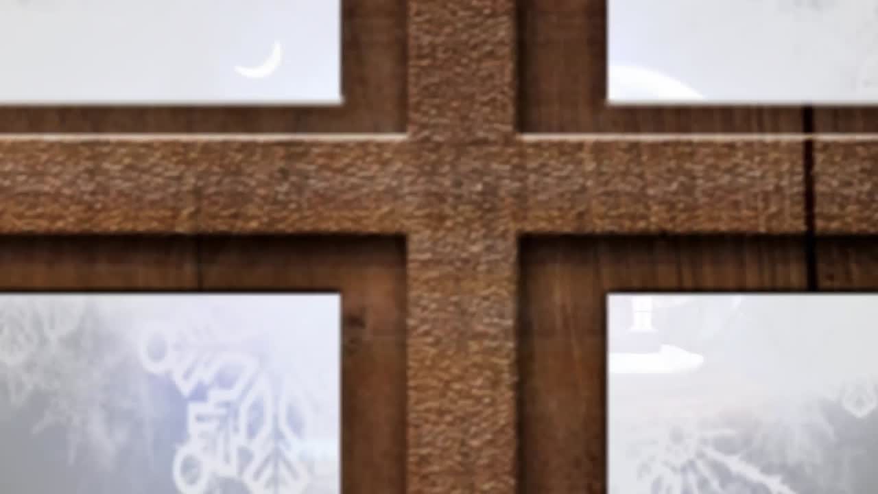 창문 을 통해 볼 수 있는 겨울 풍경 과 눈 구름 의 애니메이션