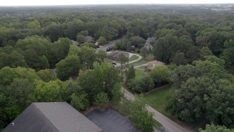 Neighborhood,-southern-US,-America,-wealthy,-dense,-lush-trees,-summer