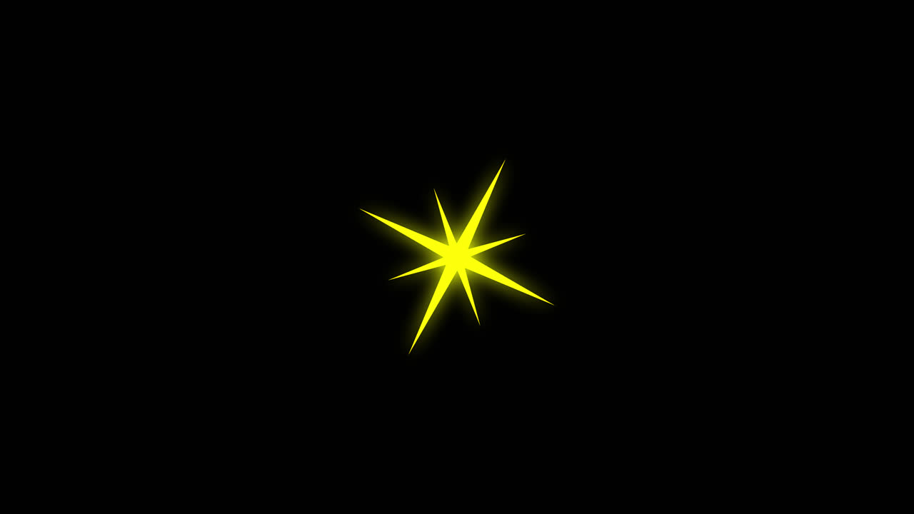 Animated Yellow Star Sparkle Blinking on Black Background