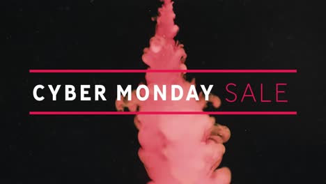 Animación-Del-Texto-De-Venta-Del-Cyber-Monday-Y-Rastro-De-Humo-Sobre-Fondo-Negro