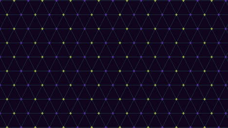 Geometric grid black and purple triangles with green dot hexagons