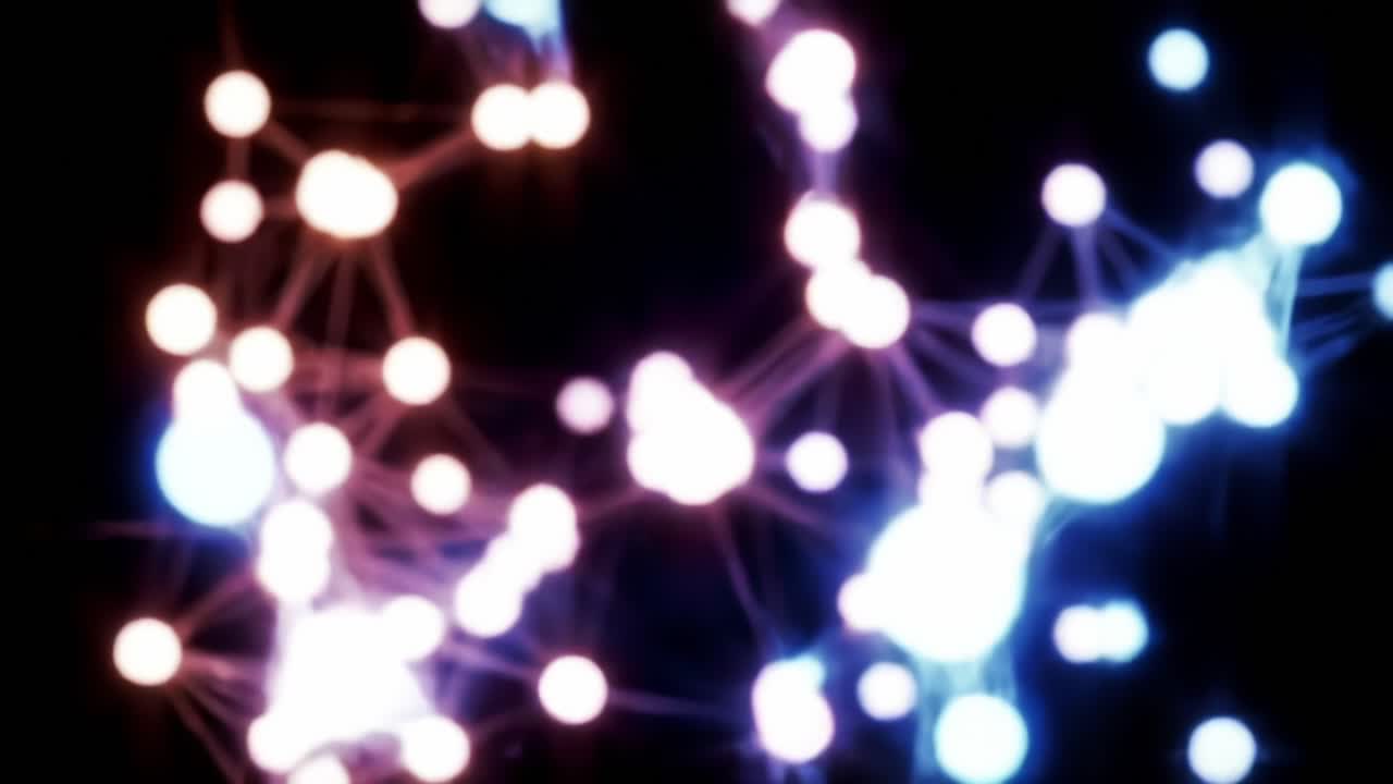 A Stunning Visual Composition of Interconnected Light Nodes, Creating a Mesmerizing Display of Colorful Patterns and Abstract Connections in a Darkened Space