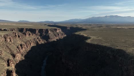 aerial view of a canyon and river valley