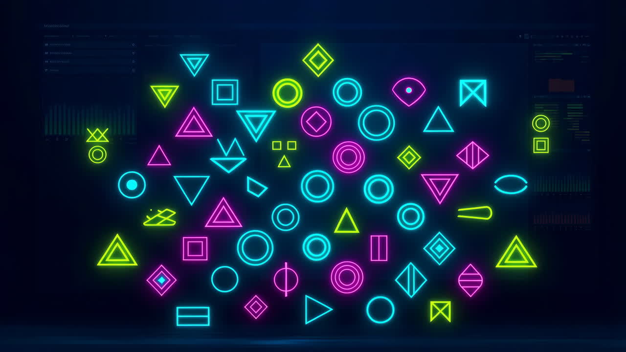 Abstract Neon Geometric Shapes Digital Background