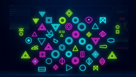 abstract neon geometric shapes digital background