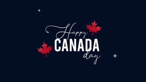 happy canada day lettering with red leafs maple