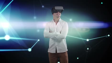 Caucasian man test VR technology