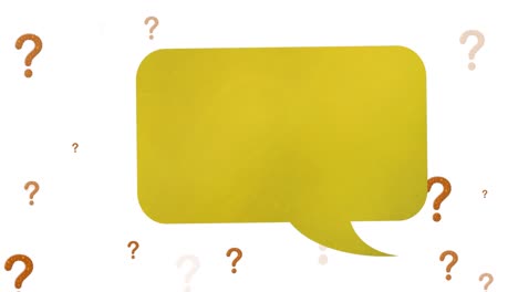 animation of speech bubble over question marks on white background