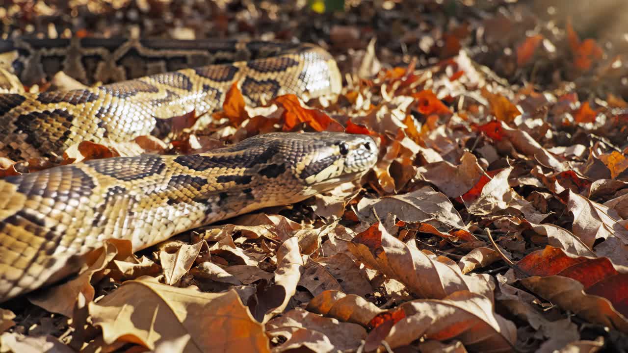 Python Snake in Leaves