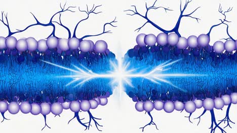 illustration of a neural synapse or cell membrane interaction