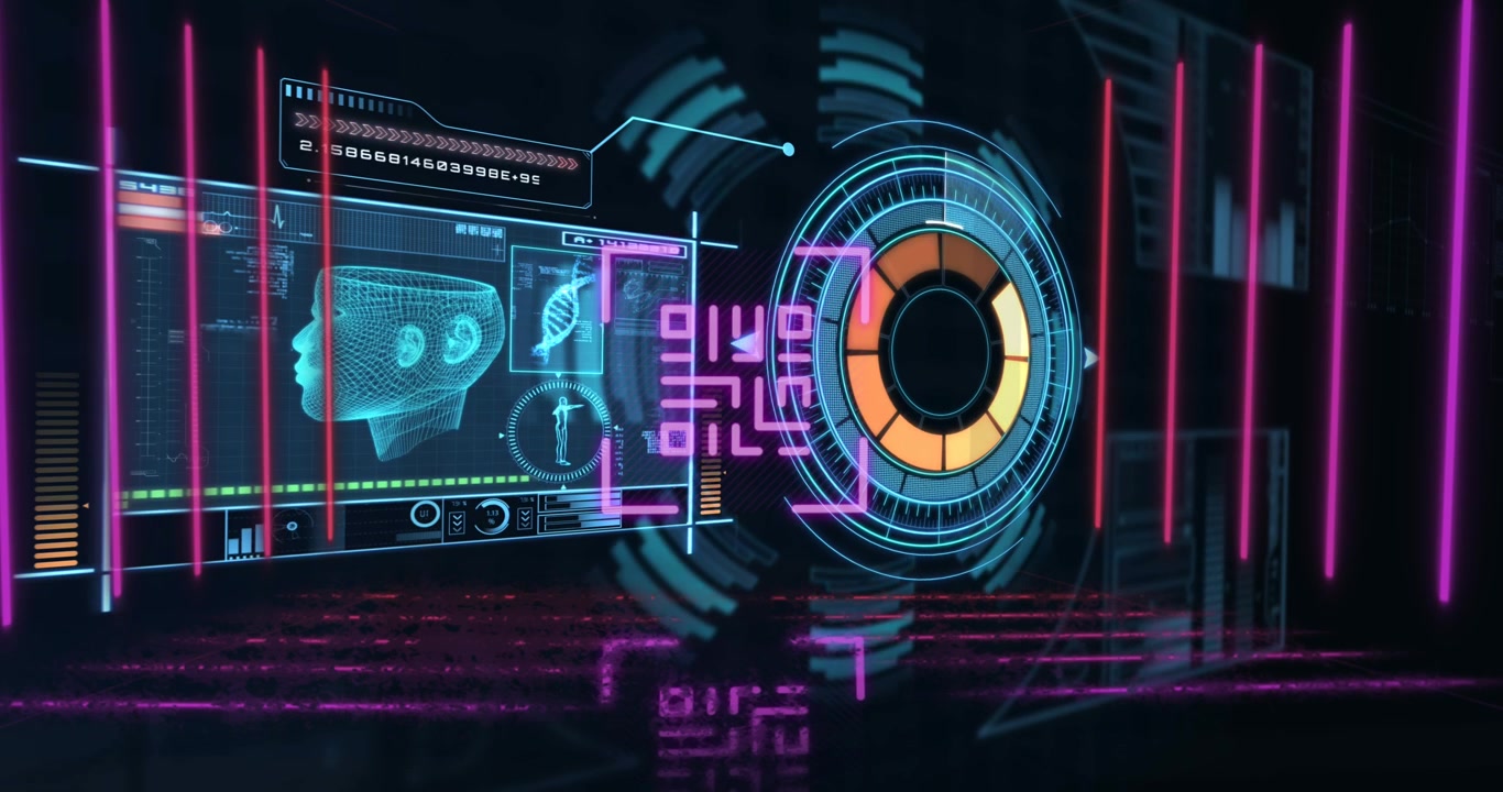 Animation af QR-kode over digital grænseflade