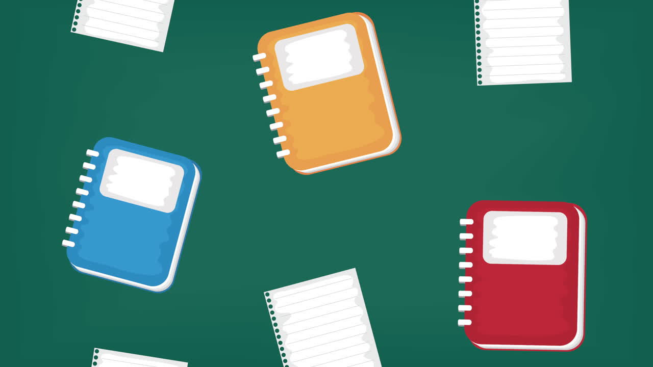 libros de texto y animación de patrones de shets