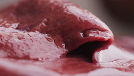 close-up of raw liver
