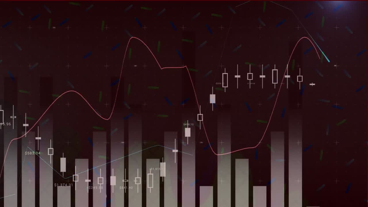 animación del procesamiento de datos financieros sobre un fondo negro