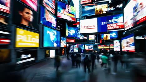 times square at night with blurry motion