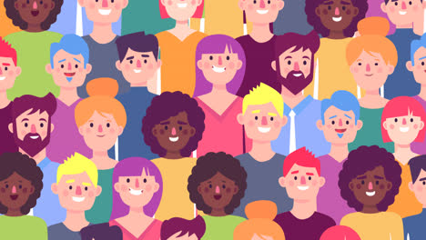 an animation of a flat young people pattern background