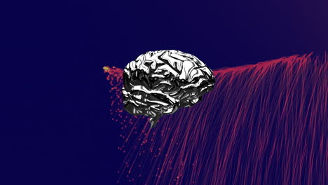 animation of human brain and red trails on dark blue background
