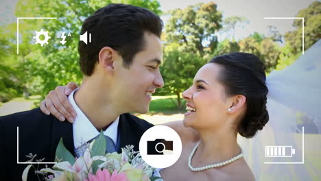 tomar fotos de una novia y un novio en una cámara digital