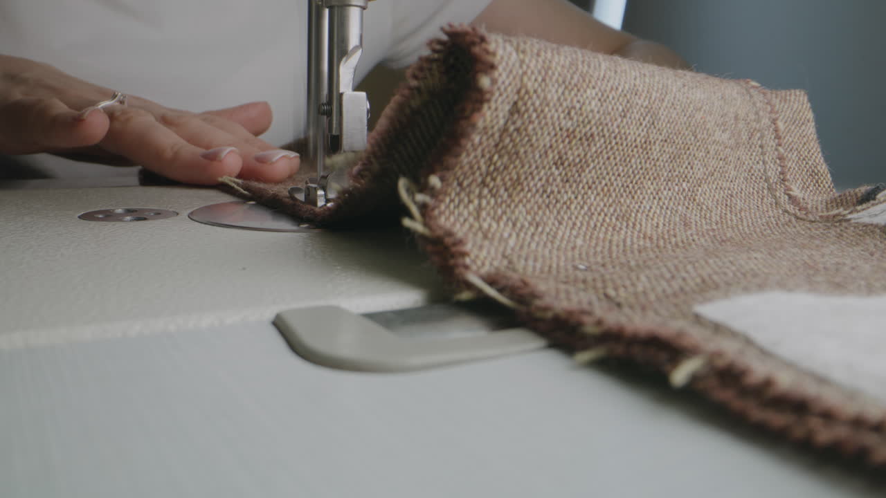Woman using a sewing machine