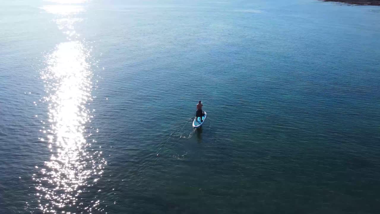 영국 남동부 해안의 단독 패들 보더