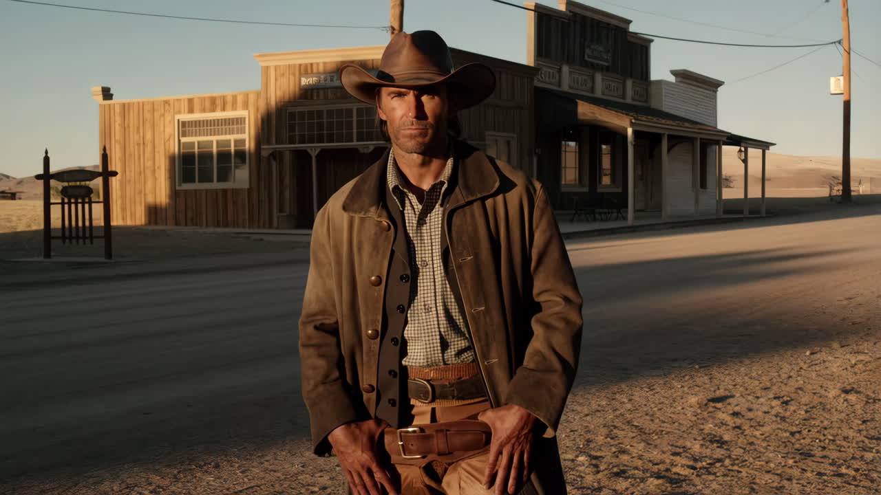 Cowboy in a Western Town