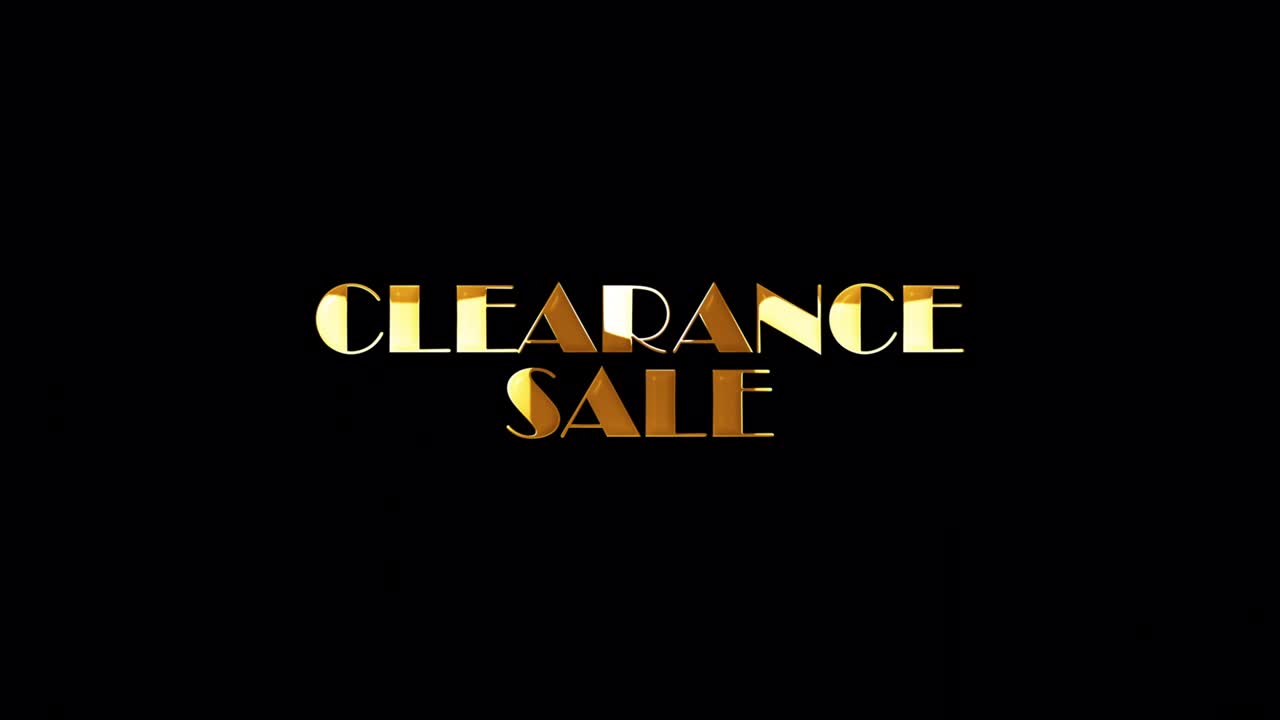 클리어런스 판매 텍스트 워드 골드 라이트 애니메이션 루프와 글리치 텍스트 효과 4k 3d 원활한 루프 클리어렌스 판매 효과 요소 영화 트레일러, 판매 마케팅 타이틀 배너, 오래된 게임 콘솔