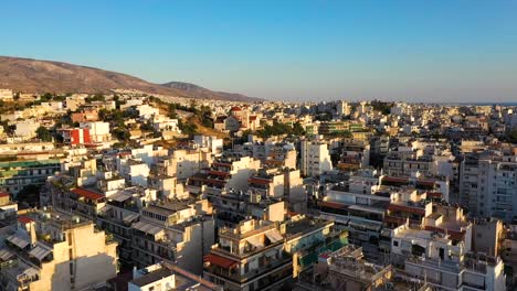 Centro-De-La-Ciudad-Del-Horizonte-De-Atenas,-Vista-Aérea-Al-Amanecer