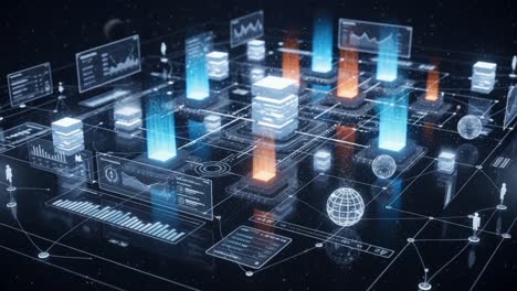 exploring the complex interconnections of a digital data network: visualizing contemporary data management with advanced graphics and dynamic analytics