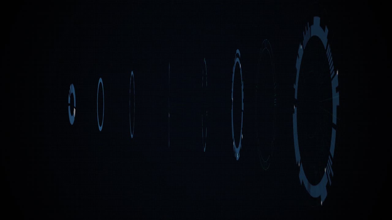 검은 바탕에 밝은 반점이 있는 움직이는 원의 애니메이션