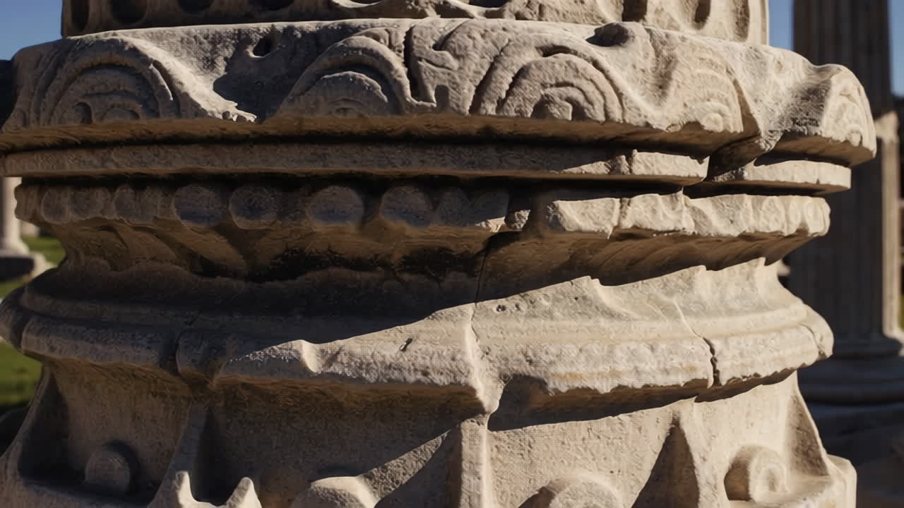 Close-up of an Ancient Stone Column Capital