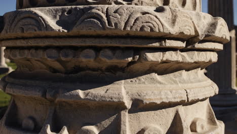 close-up of an ancient stone column capital
