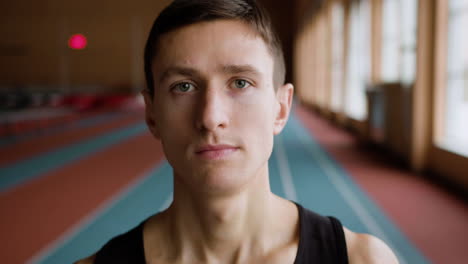 closeup of young man training